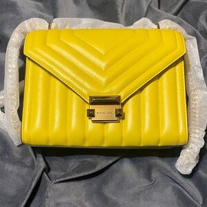 Michael Kors Vibrant Yellow Chevron Shoulder Bag